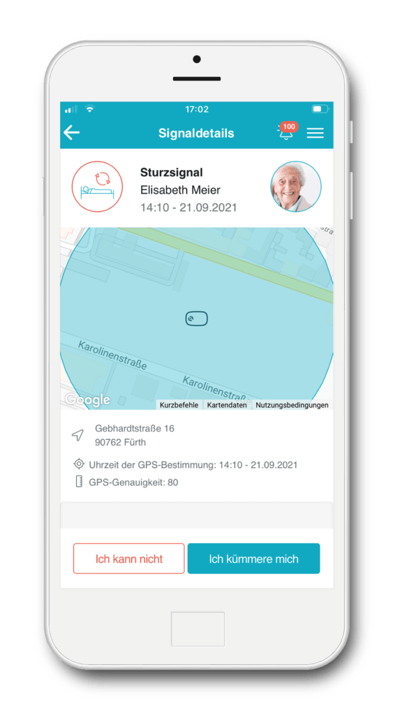 moio App Signalmeldung erhalten mit allen Details auf dem Smartphone