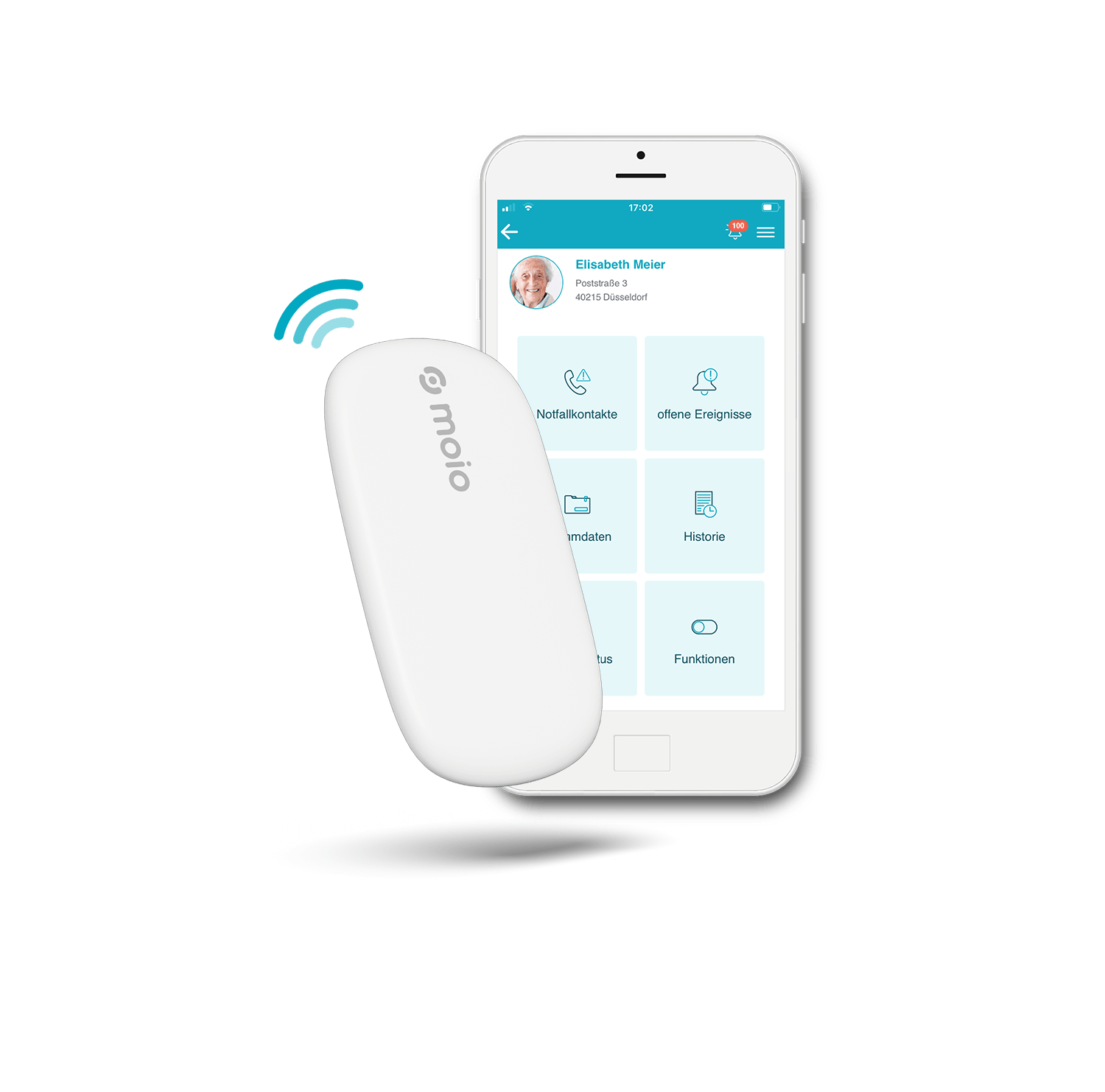 moio.care System bestehend aus moio und der moio App